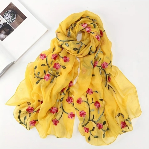 Unbrand Accessories - Chinese Embroidery Chiffon Scarf